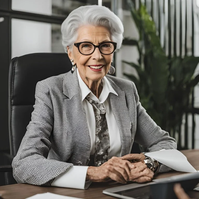 elder american woman dressed as a CEO