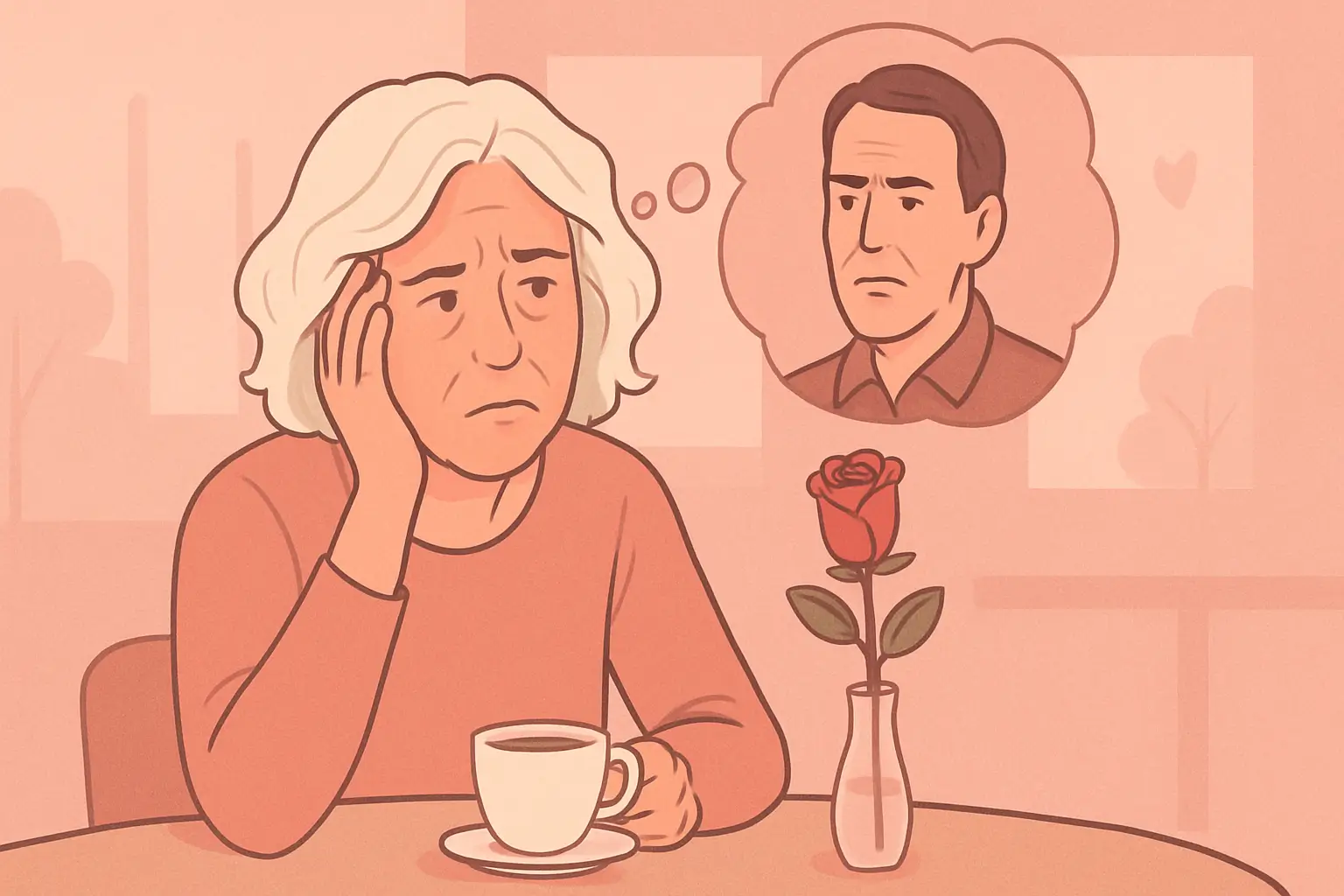 senior woman dating worried